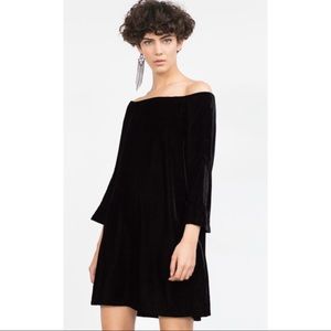 Zara Velvet Off Shoulder Dress